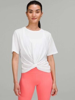 lululemon athletica White Twist-Front Crescent Tee Size